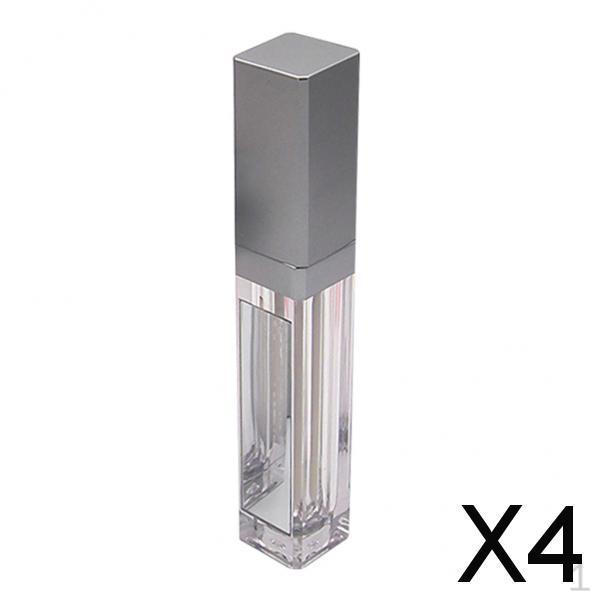 

2x7ml Empty Lip Gloss Tubes Container W/Mirror & Clear+ , Clear+, 4 Pcs