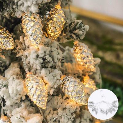 LED Christmas Lights Pinecone String Lights Battery Powered Christmas Tree Hanging Decoration Holiday Fairy Lights