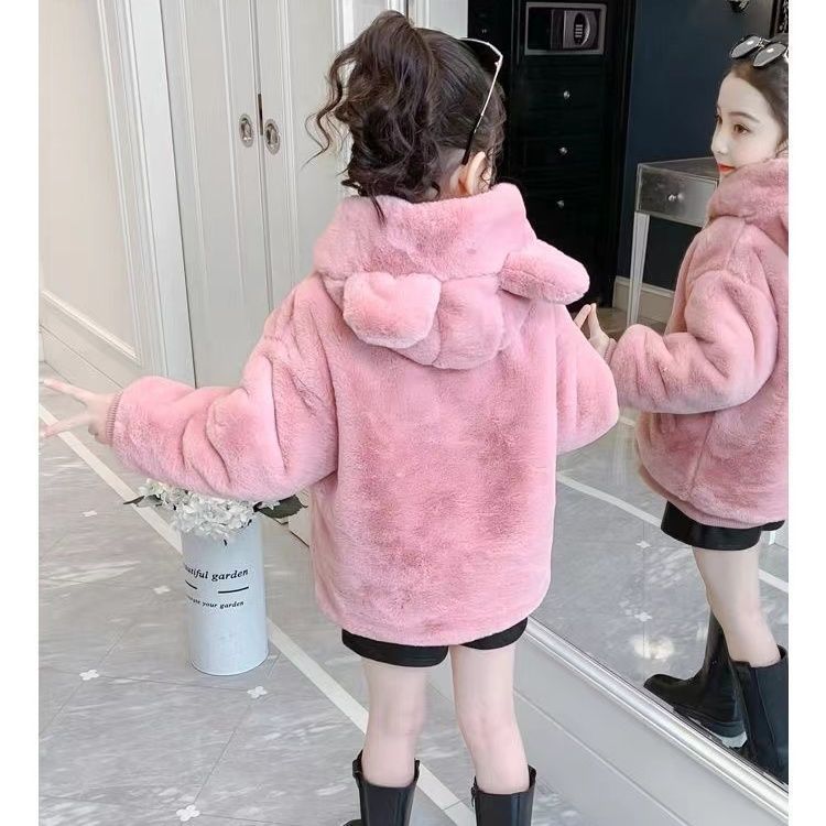 Zimowa kurtka dla dzieci dla dziewczynek, płaszcze ze sztucznego futra, gruby ciepły kombinezon śnieżny, parka z kapturem, odzież wierzchnia dla małych dzieci