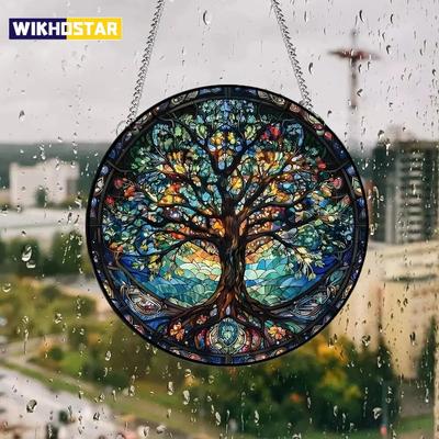 1 tk akrüül seinakinnitus veranda kaunistus pühadekaunistus värvitud aknakinnitus aknakinnitus ornament ümmargune märk.