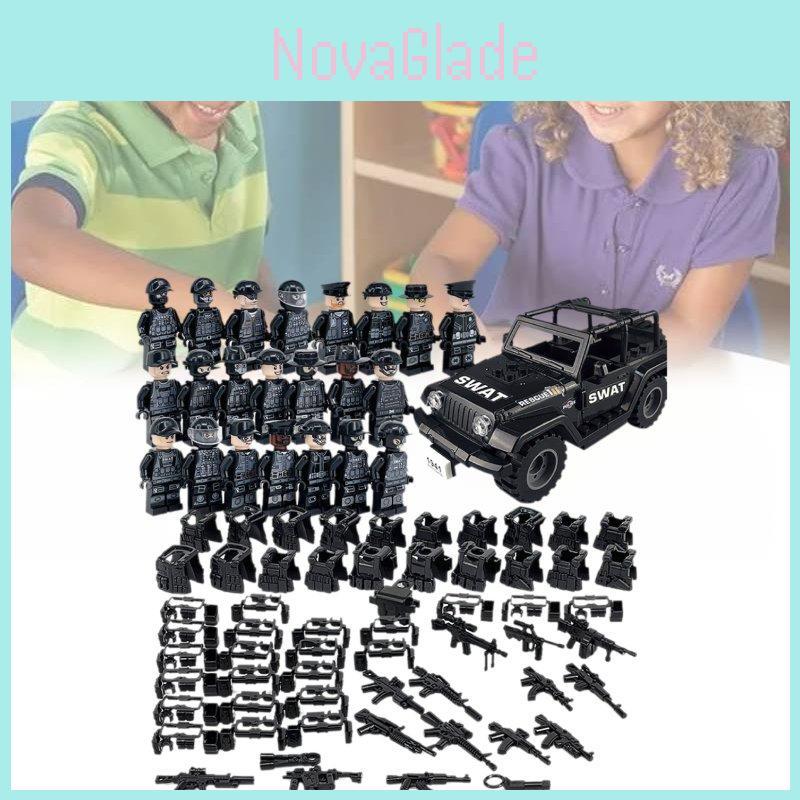 Military Action Figure Police Swat Black Special Forces Building Block Set For Kids