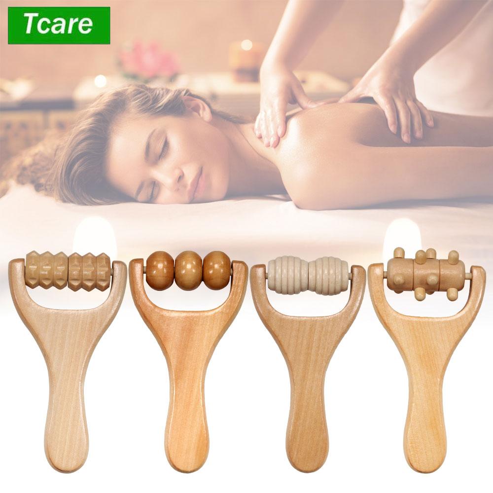 Wooden Massage Roller Handheld Body Pain Relief Deep Tissue Acupressure Therapy For Muscle Relaxation