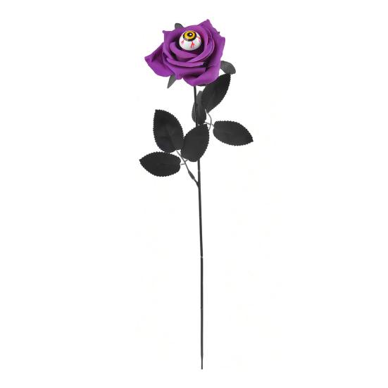 Halloween Flowers with Eyeball, Fake Bouquet Roses, Artificial Flowers with Stems for Halloween Vase Arrangements, Table Decorations