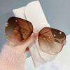 2026 Oversized Sunglasses Vintage Square Woman Gradient Mirror Frameless Sun Glasses Female Retro Fashion Rimless Oculos De Sol