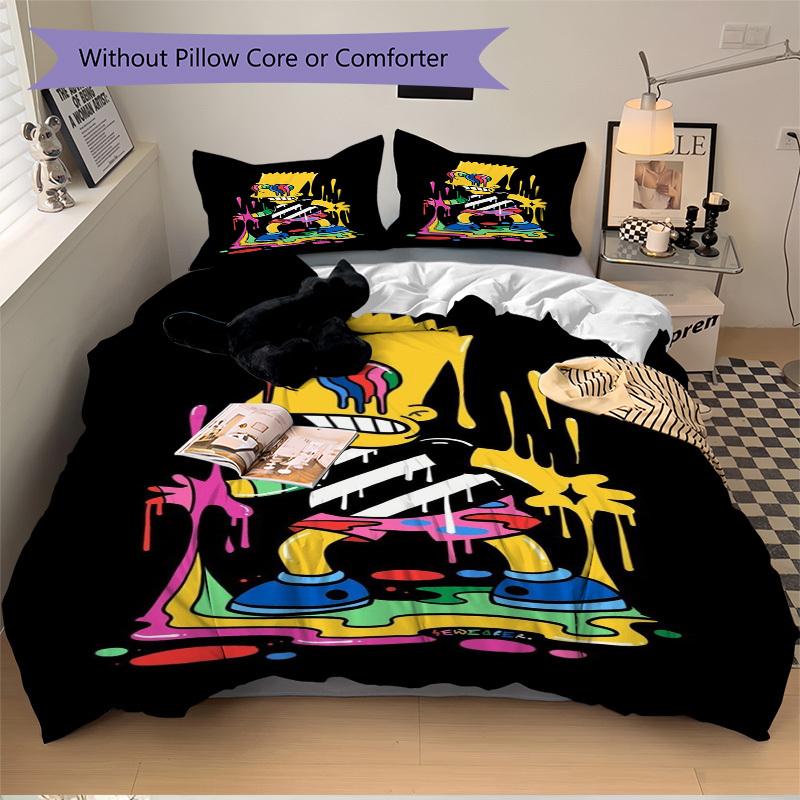 Set Biancheria da Letto Bart Simpson Graffiti Copripiumino Regalo per Camera da Letto, Include 1 Copripiumino e 2 Federe, Senza ImbottituraB580