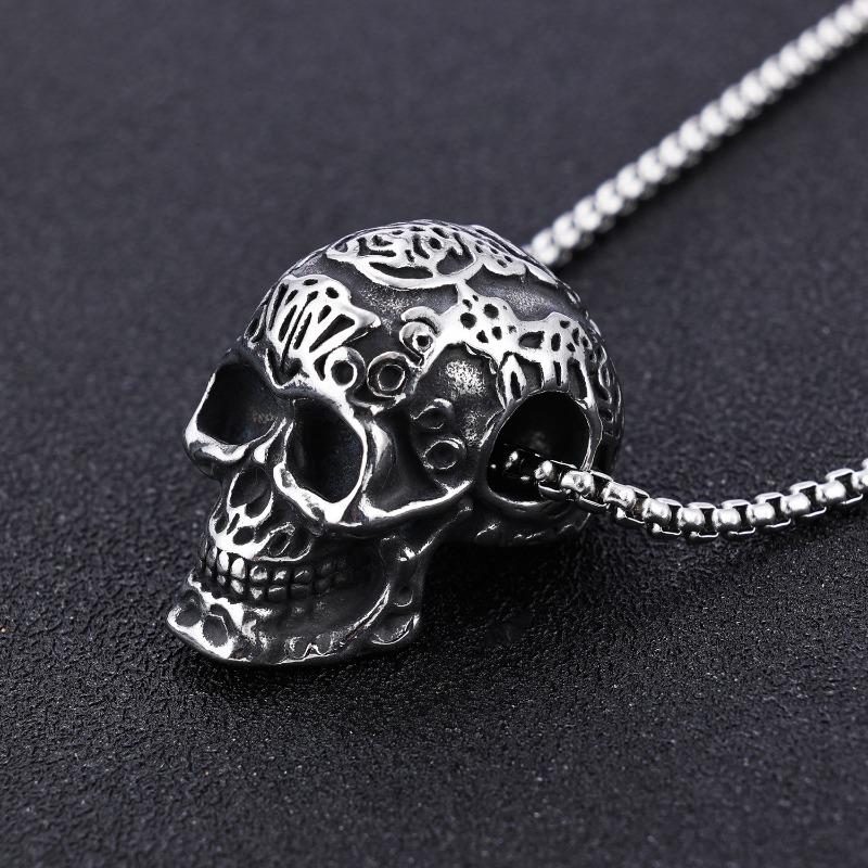 Meier Stainless steel punk skull men's everyday necklace
