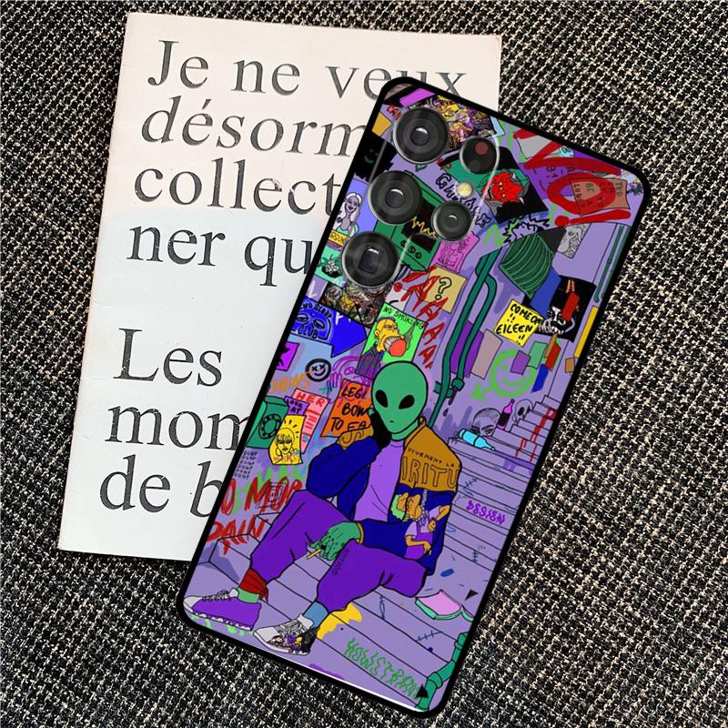 Aesthetics Cartoon Alien Space Case For Samsung Galaxy S25 S24 Ultra S20 S21 S22 S23 Ultra S9 S10 Plus S25 FE Back Cover