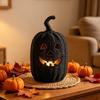 Woven Texture Resin Pumpkin Lantern with Witch Hat Lantern Storage Box  Desk Display