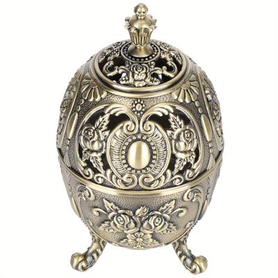 Vintage Incense Burner Holder Zinc Alloy Ornament Table Decoration Metal Craft Gift for Home Bedroom Office