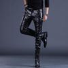 Pánské kožené motorkářské kalhoty slim fit v korejském stylu