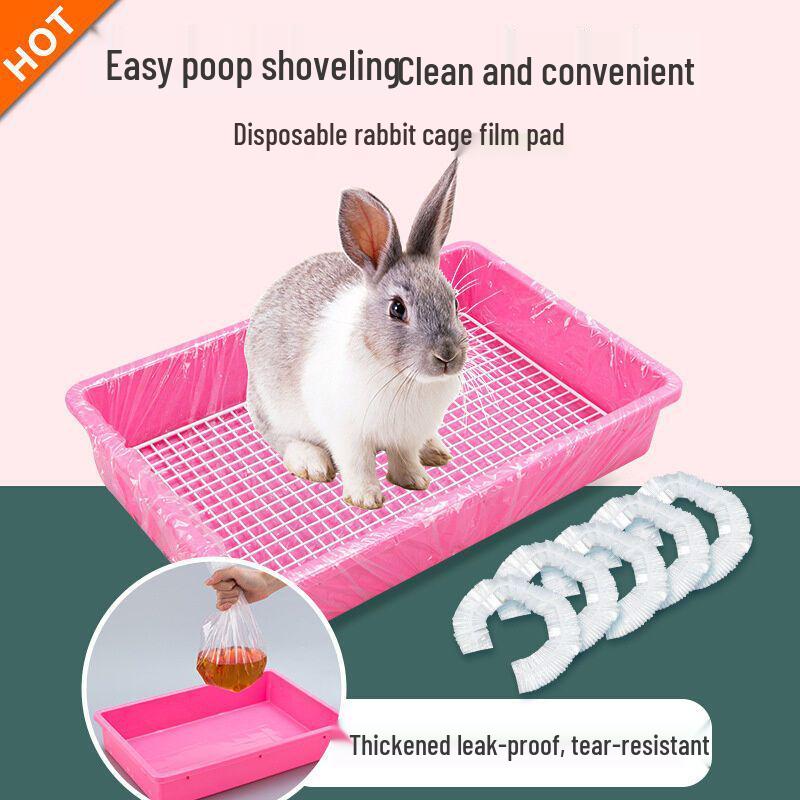 Disposable Elastic Plastic Film Cover for Pet Cages - Fits Rabbit, Cat, Dog Trays
