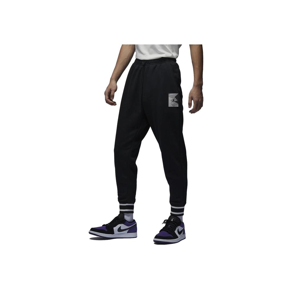 Jordan Striped Mid-Rise Slim Fit Joggers With Drawstring Men Bottoms Black FD7859-010