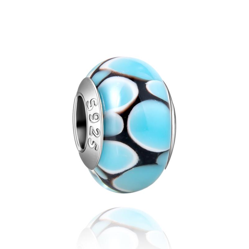 Matte Black Collection copper ThreeDimensional FlowerStriped Glass Bead Charms Compatible With Do It Yourself Bracelets Necklaces Exquisite Pieces P