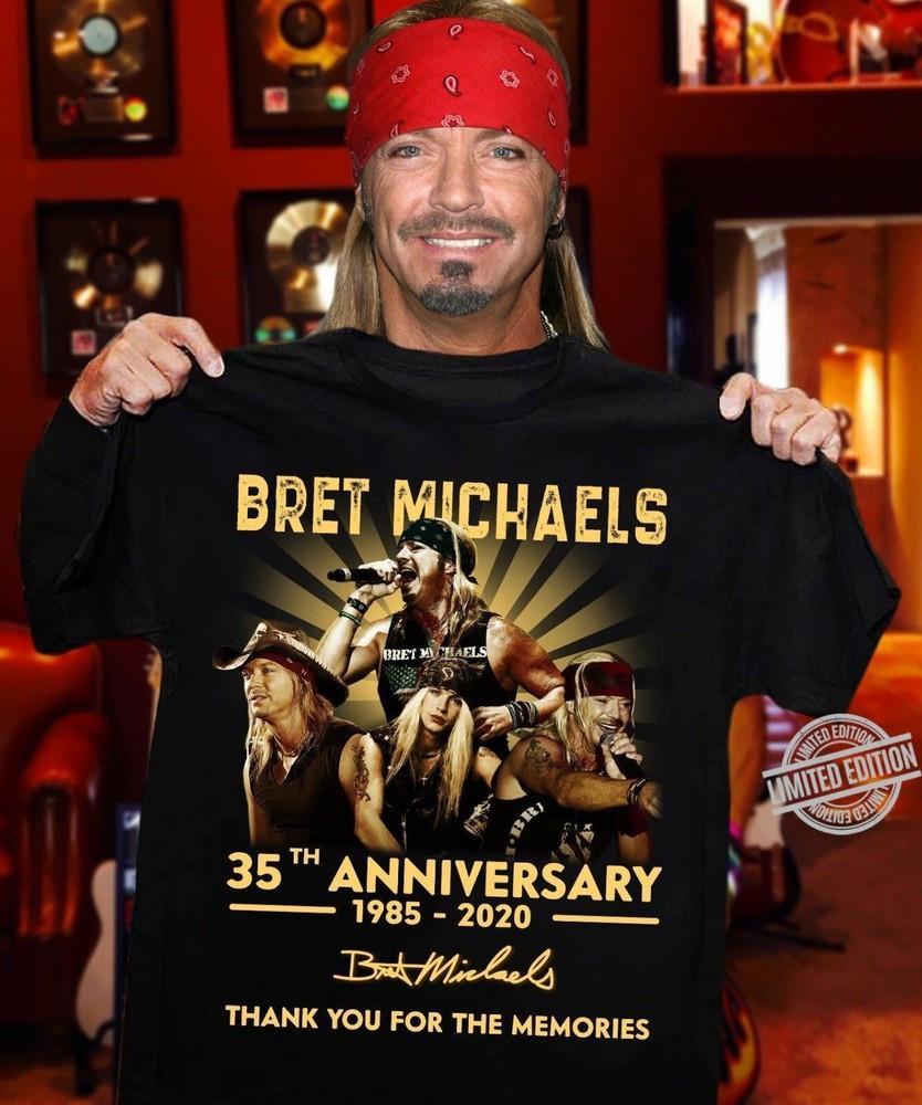 Bret Michaels 35 years Anniversary Shirt Short Sleeve Black Unisex S-5XL Unisex T-Shirt S