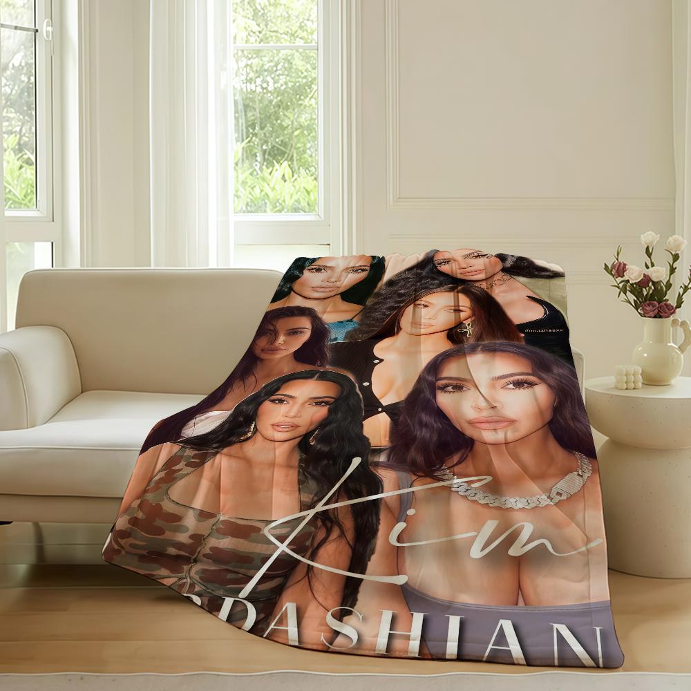 American actor K-Kim K-Kardashia Blanket For Sofa Office Bed Plane Travel Sleep Read Relax Camping Soft And Warm