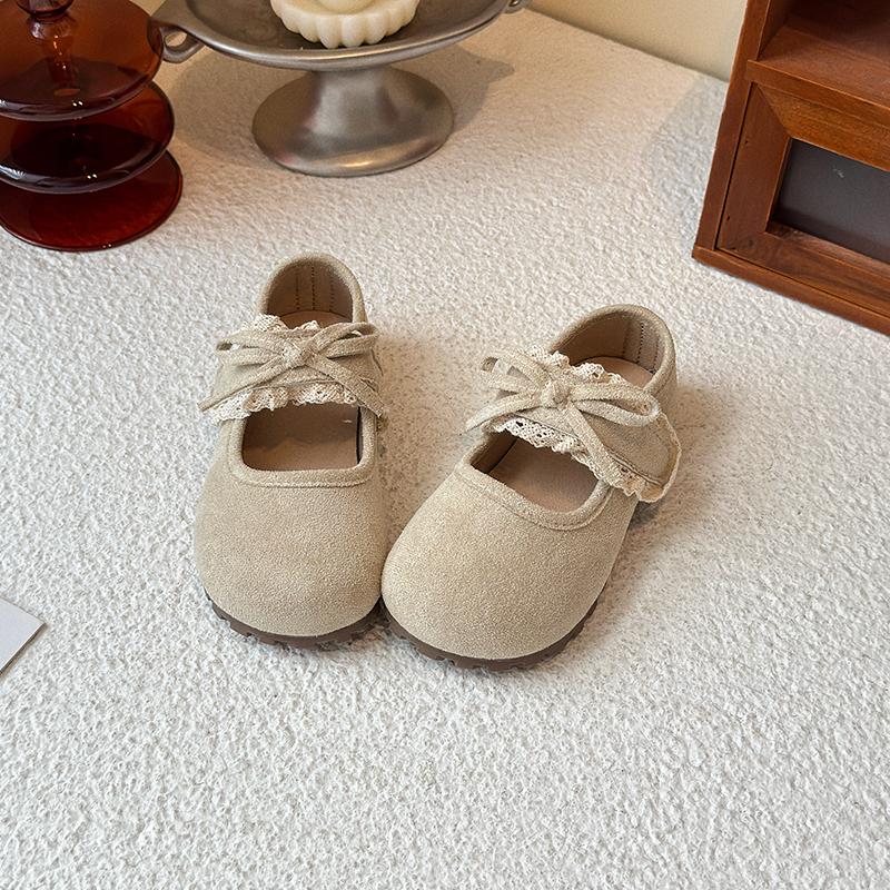 Girls Shoes Khaki Lace Lace Bow Girls Princess Shoes Four Seasons Lightweight Children's Shoes