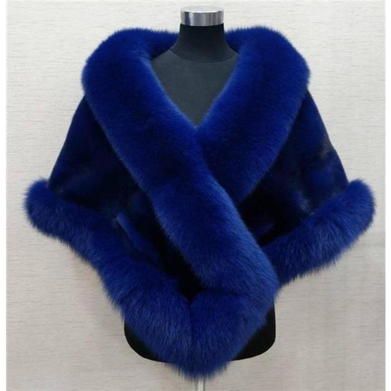 Sciarpa a mantella da donna in pelliccia sintetica effetto pelo di volpe e visone, mantella in pelliccia sintetica, scialle per abito, nuovo inverno