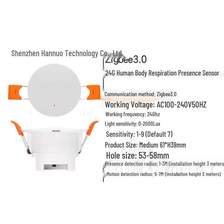 Graffiti 24G WiFi Human Presence Sensor with Ceiling-Mounted Illuminance Radar