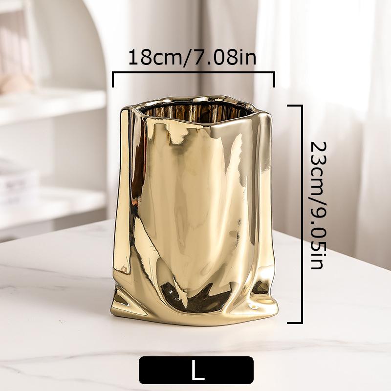 1PC Gold Plated Vase Creative Flower Vase Luxury Aesthetic Room Decoration Ornament for Living Room 3 Sizes