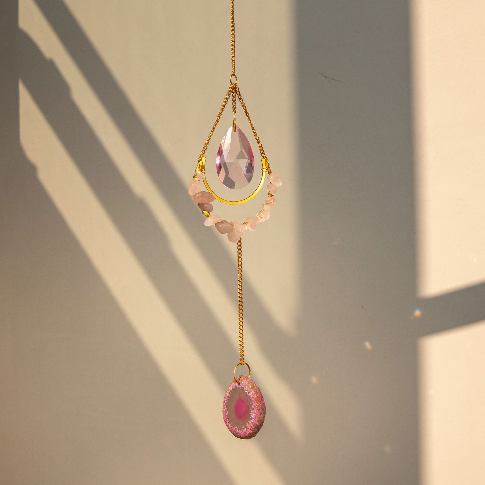 

Красочный агат ловец солнца креативный радужный призма шар подвеска на окно создатель радуги натуральный кристалл подвесной декор домашний декор для автомобиля