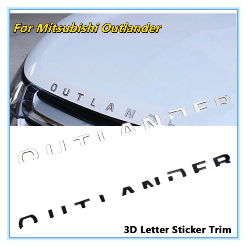 Litery 3D Emblemat na maskę Logo Odznaka Naklejki samochodowe Stylizacja Akcesoria samochodowe Napisy dla Mitsubishi Outlander ABS Chrom