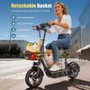Monopattino Elettrico Pieghevole per Adulti con Cestino Portaoggetti, Motore 600W Batteria Rimovibile 36V, Ruota Pneumatica da 14'' Max 35KM/H E-Scooter da Pendolare