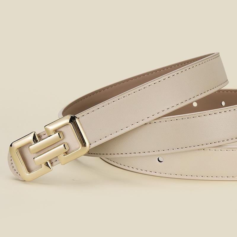 Women's Multicolor Leather Belt with Alloy Buckle - Versatile Thin Waist Belt