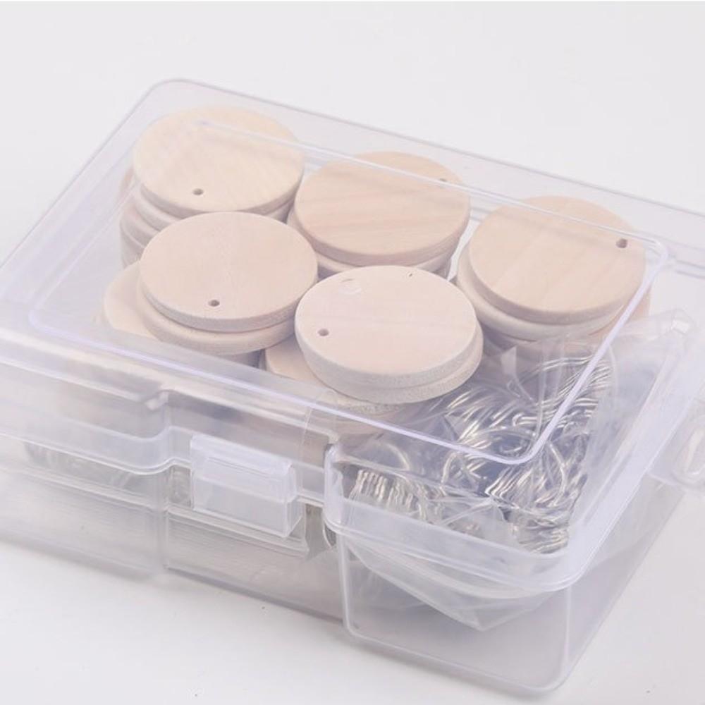 50Pcs DIY Crafts Wooden Discs with Keychain 35mm Round Wooden Ornaments  Reminder Record