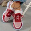 Women's Fashion Strip Plaid Knitted Sneakers Soft Sole Breathable Mesh Running Shoes for Women Lightweight Slip On Tennis Shoes