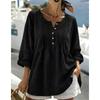 Women Loose Fit Long Sleeve V Neck Plus Size Casual Shirt