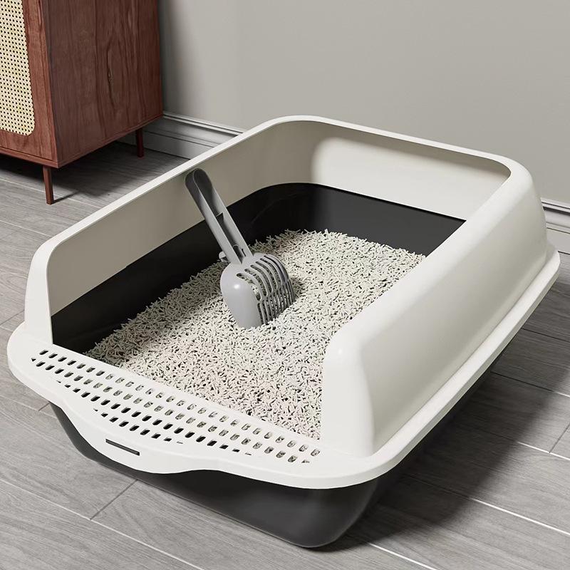 

Extra-Large Semi-Enclosed Splash-Proof Cat Litter Box with Drawer With cat litter shovel чорний
