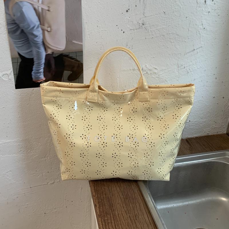 Transparent Pvc Tote Bag Large Capacity Waterproof Floral Pattern Shoulder Bag Lightweight Handbag For Women Work Commut Handbag