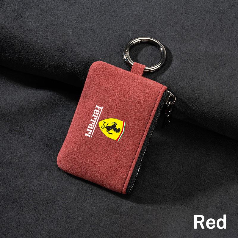 Car Key Bag Cover Case Suede Leather Key Wallet for Ferrari sp3 488 sf90 f40 f8 458 296 Purosangue Roma 599 612 Auto Accessories MQ2