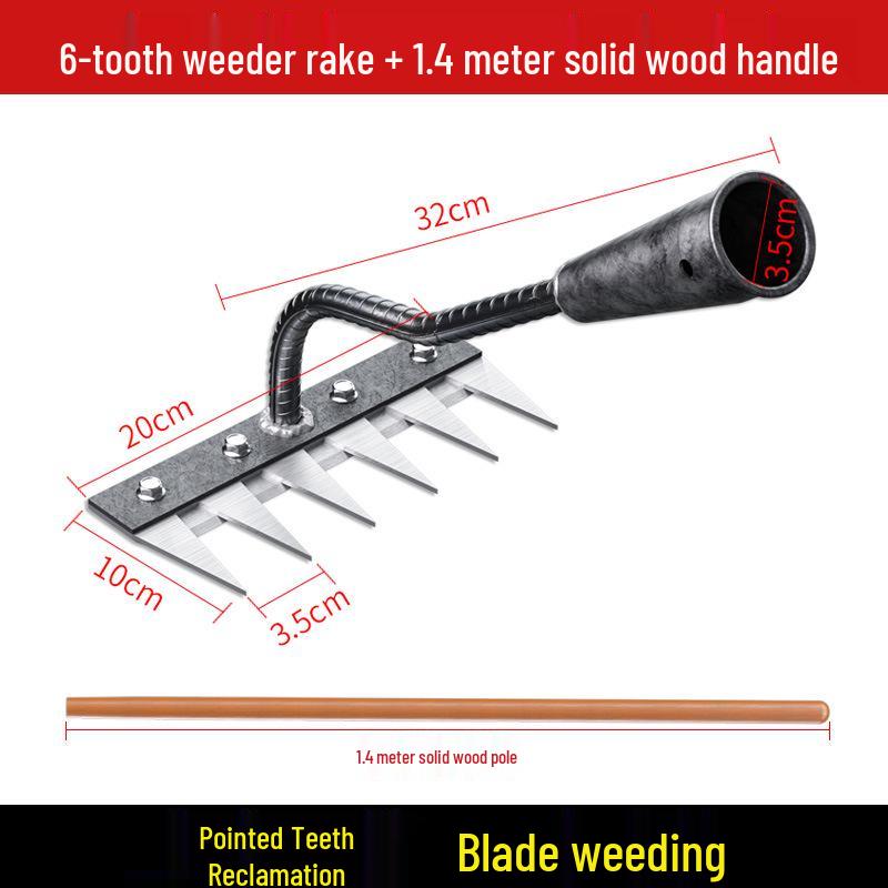 Manganese Steel Five-Tooth Weeding & Planting Rake - Multifunctional Soil Loosening Tool