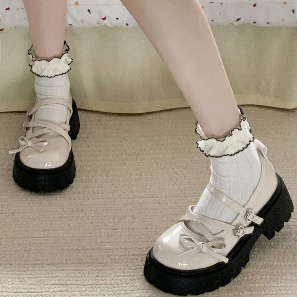 White French retro thick heel platform small leather shoes women's 2025 new summer shallow mouth versatile Mary Jane single shoes