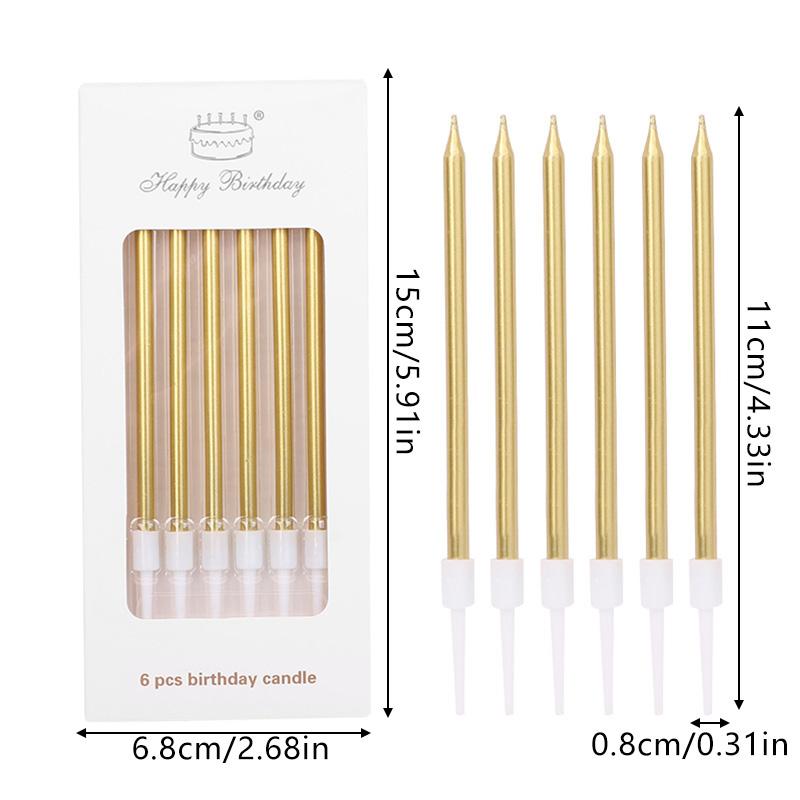 6pcs Metal Gold Birthday Candles DIY Colorful Cake Decorations Wedding Birthday Party Baby Shower Supplies Cake Candle Toppers