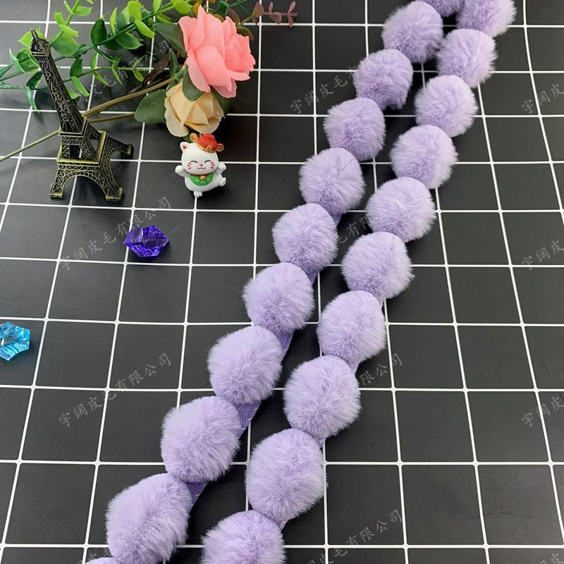 Lace Trim & Faux Mink Fur Pom-pom Border for Crafts and Clothing