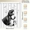 Tyrannosaurus Rex With Soap Shower Curtain – Dinosaur Holding Bubbles, 2D Flat Print, Polyester, 70.8"X70.8"Inch