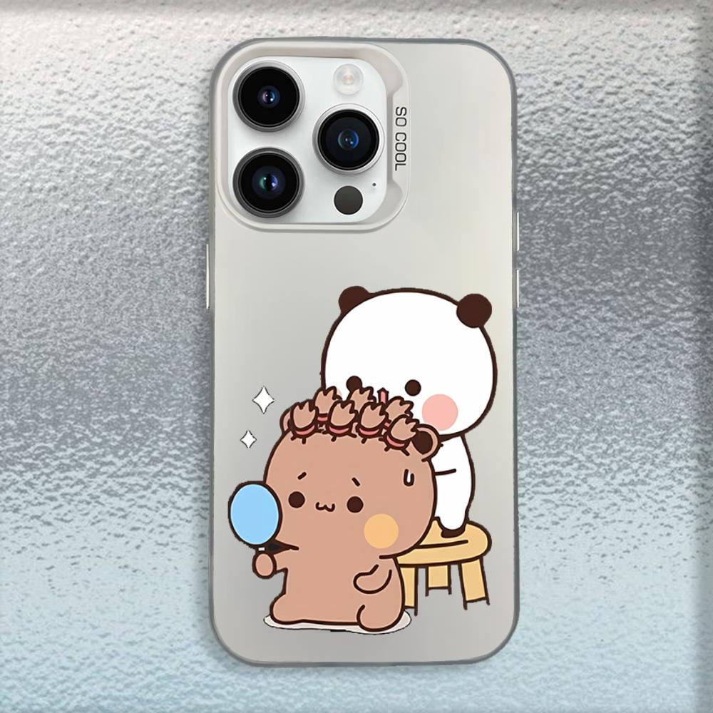 Sevimli BuBu DuDu Telefon Kılıfı iPhone 16,15,14,13,12,11,Mini,Pro,MAX İçin Beyaz Mat Darbeye Dayanıklı Kılıf