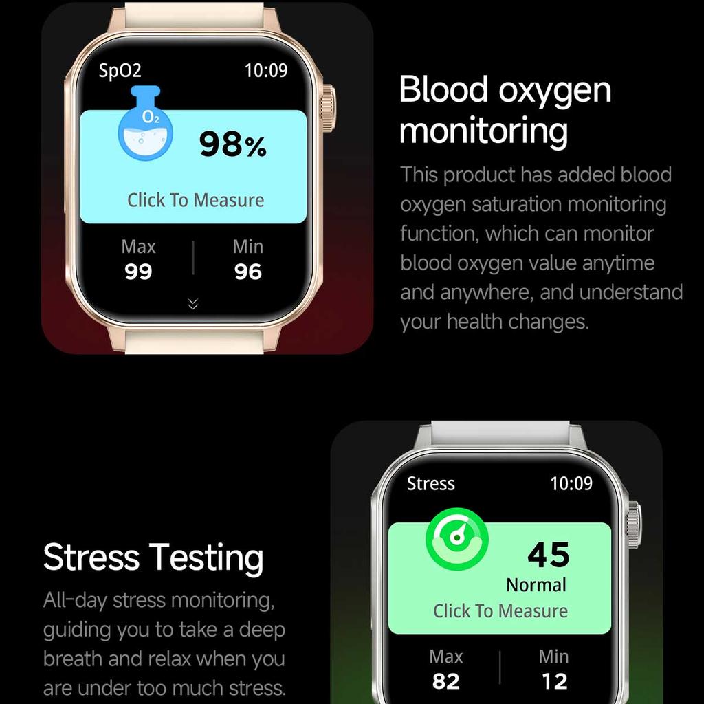 LUCKY START Type-C Fast Charging Smart Watch Men Women Health Manager Bluetooth Call LED Flashlight Waterproof Sport Fitness Smartwatch