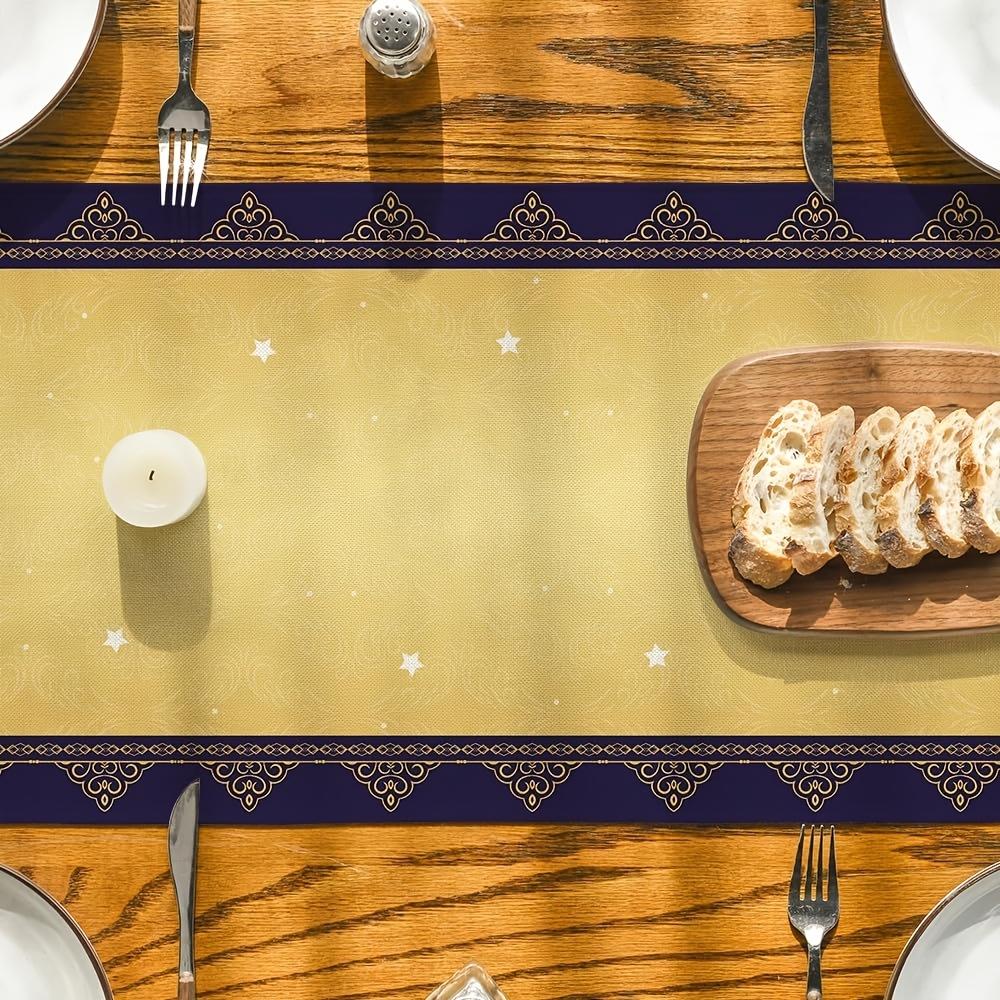 Eid Mubarak Golden Moon Linen Table Runner Home Decorations Ramadan Kareem Eid Al Fitr Dining Table Runners Ramadan Decorations