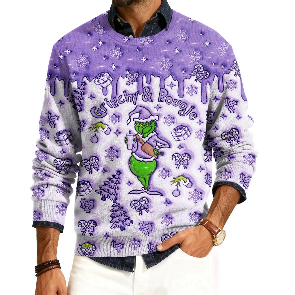 Herre Rund Hals Langermet Ribbestrikket Pullover