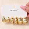 European and American new high-end gold personality exaggerated CCB earrings creative circle earrings set pair