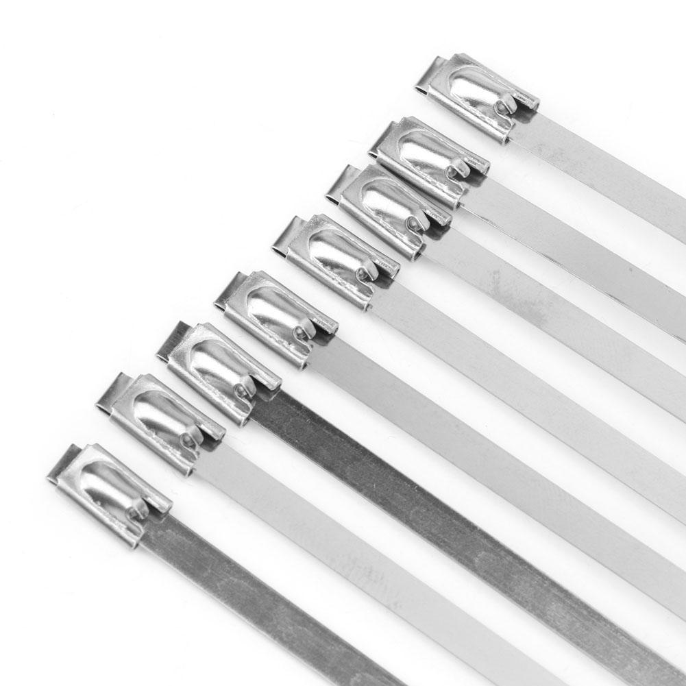 100 szt. 4,6 * 450 mm opaska kablowa ze stali nierdzewnej metalowa samoblokująca opaska zaciskowa na zamek błyskawiczny