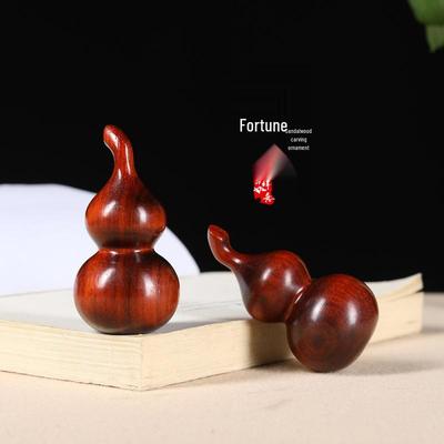 Rosewood Carved Gourd Pendant: Fortune & Prosperity Ornament