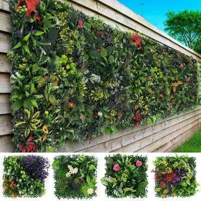 DIY Artificial Plant Wall Panel Flower UV Protection Artificial Eucalyptus Carpet Lifelike 25*25cm Fake Green Grass Mat