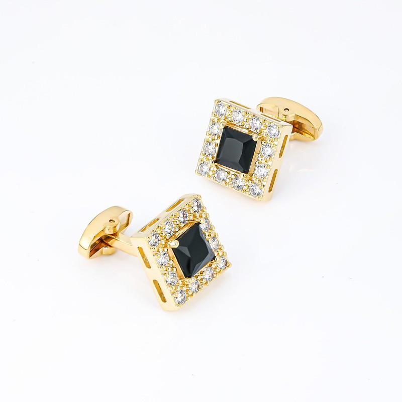 

Electroplated Gold Square Zircon Cufflinks Men s French Shirt CS-0039 золотистий