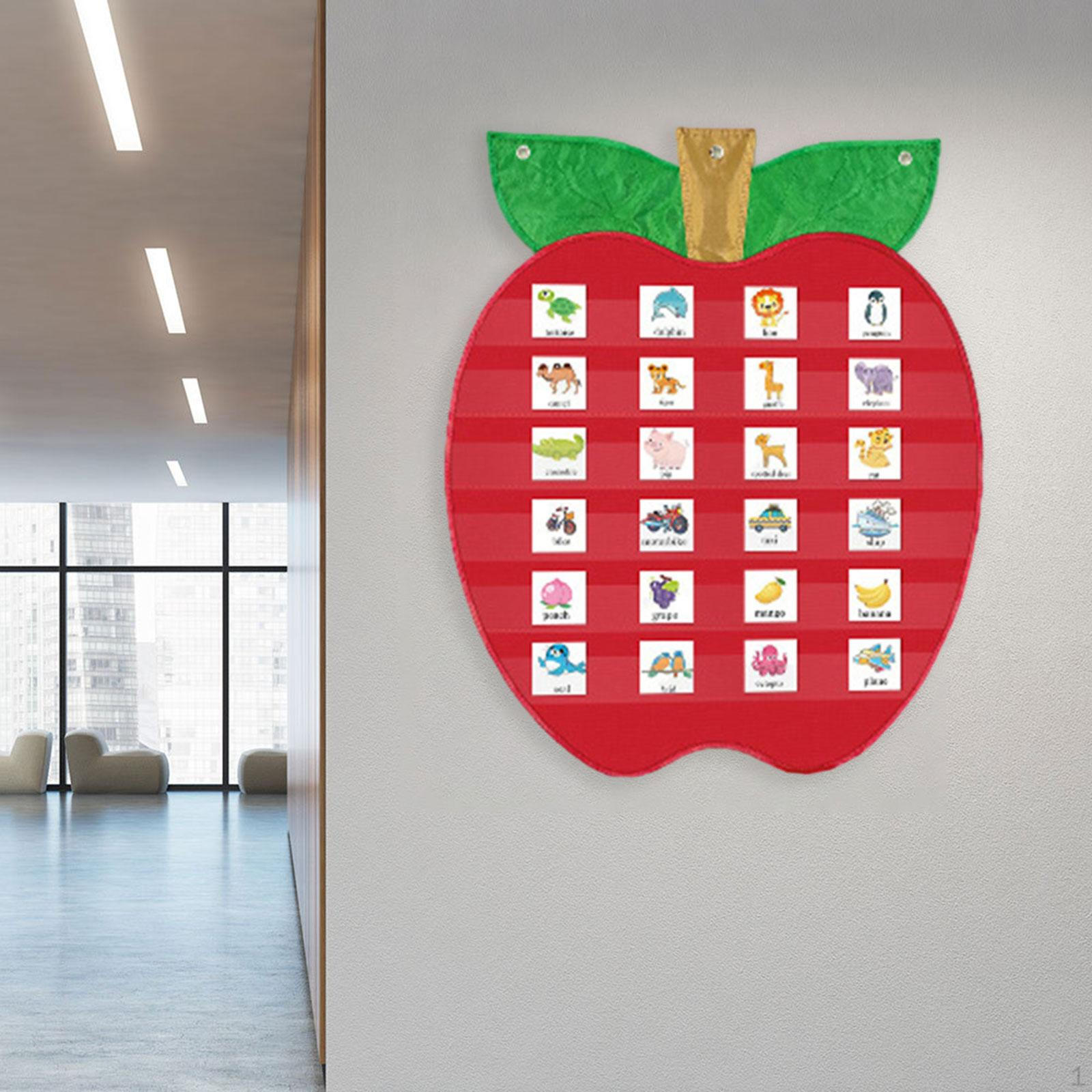 Apple Pocket Chart with 6 Pockets, Red, Wall Organization for Daily Schedule, Class Demonstrations,
