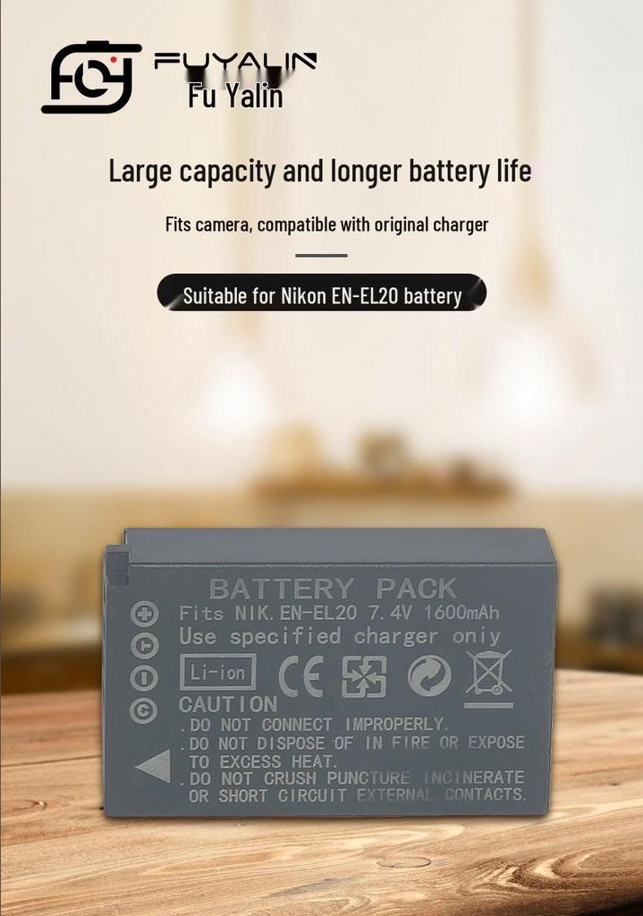EN-EL20 Battery for Nikon Coolpix A, J1, J2, J3, S1, AW1, V3 Mirrorless Cameras