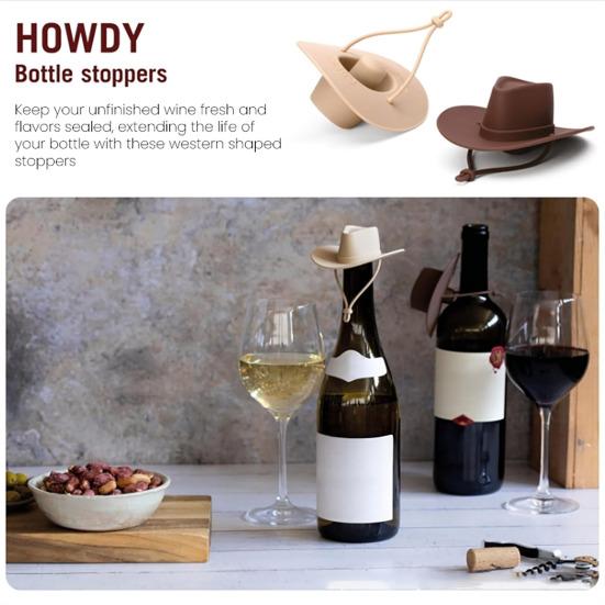 Kovbojský klobouk Zátky na víno Silikonové zátky na láhev Vzduchotěsné těsnění Opakovaně použitelné Korky na víno Pasují na standardní šampaňské láhve
